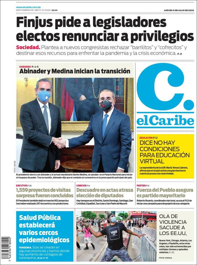 Portada de El Caribe (R. Dominicana)