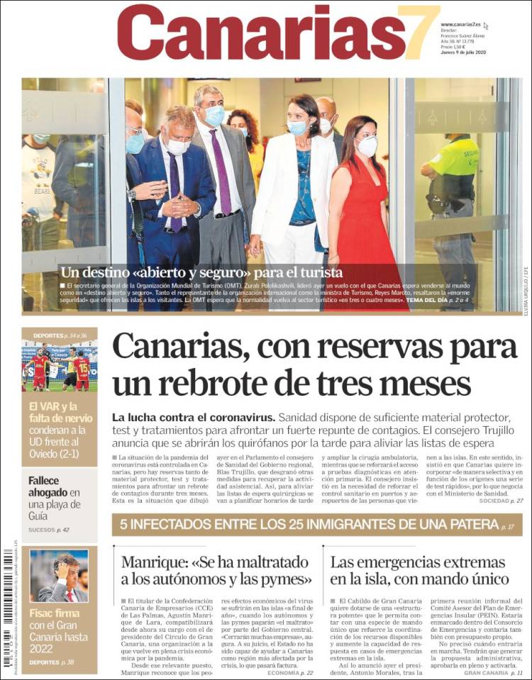 Portada de Canarias 7 (España)