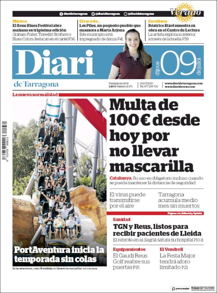 Portada de Diari de Tarragona (España)