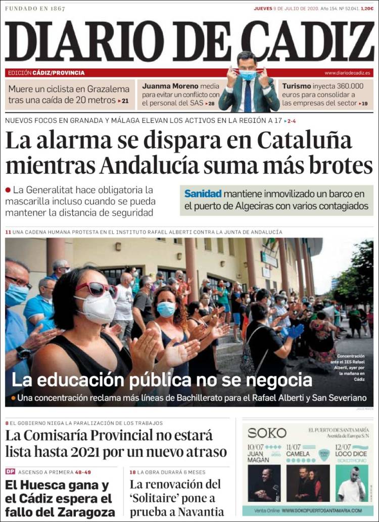 Portada de Diario de Cádiz (España)