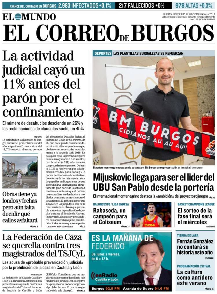 Portada de El Correo de Burgos (España)