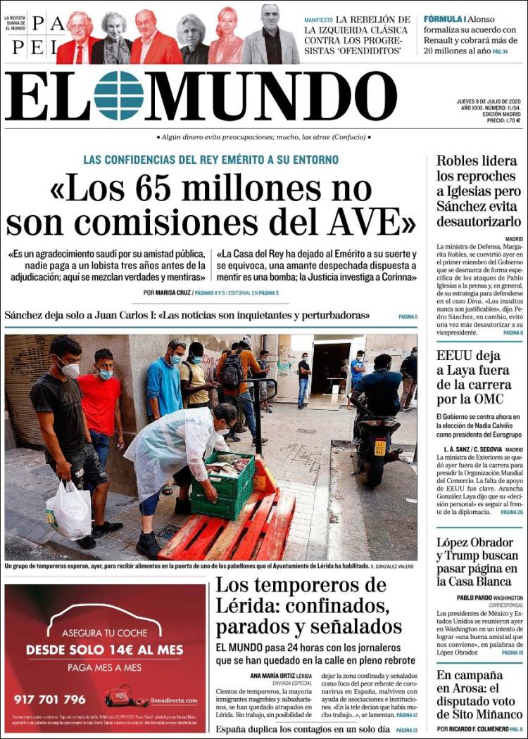 Portada de El Mundo (España)