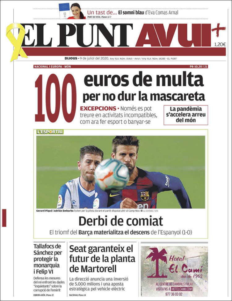 Portada de El Punt Avui (España)