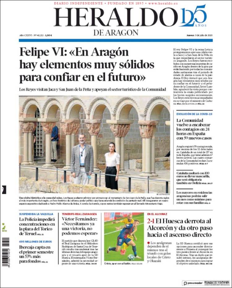 Portada de Heraldo de Aragón (España)