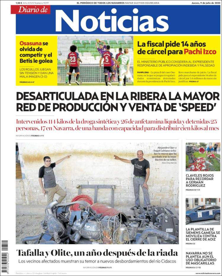 Portada de Noticias de Navarra (España)