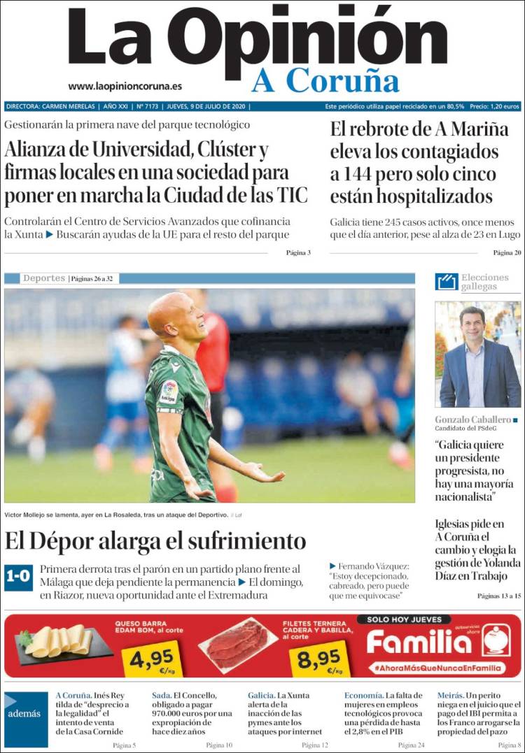 Portada de La Opinión de A Coruña (España)