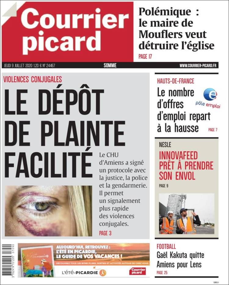 Portada de Courrier Picard (Francia)