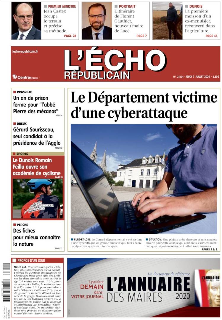 Portada de L'Echo Républicain (Francia)