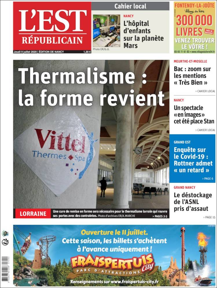 Portada de L'Est Republicain (Francia)