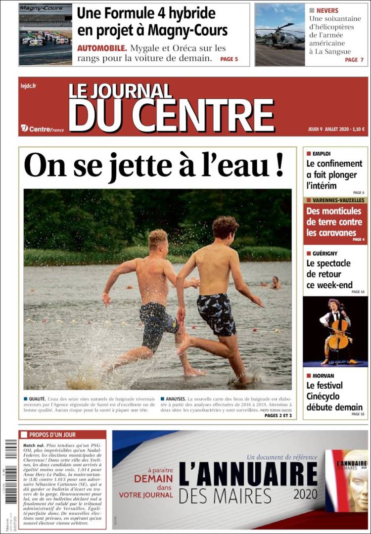 Portada de Le Journal du Centre (Francia)