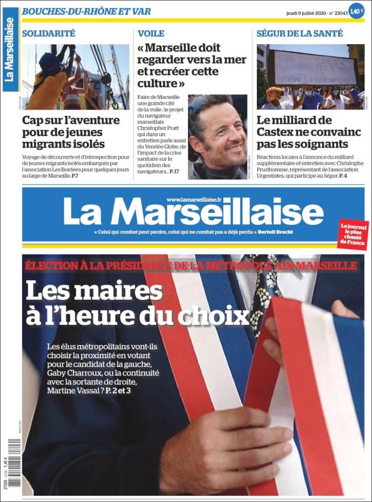 Portada de La Marseillaise (Francia)