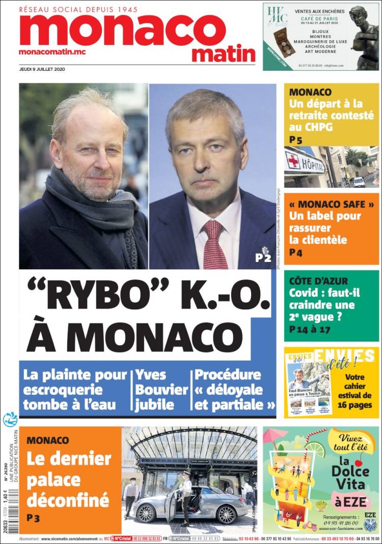 Portada de Nice-Matin (Francia)