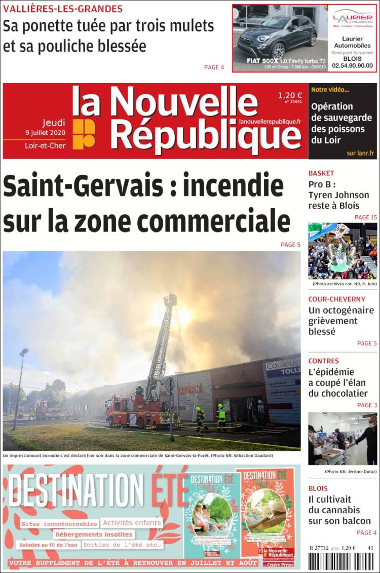 Portada de La Nouvelle Republique (Francia)