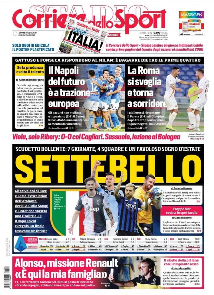 Portada de Corriere dello Sport (Italia)