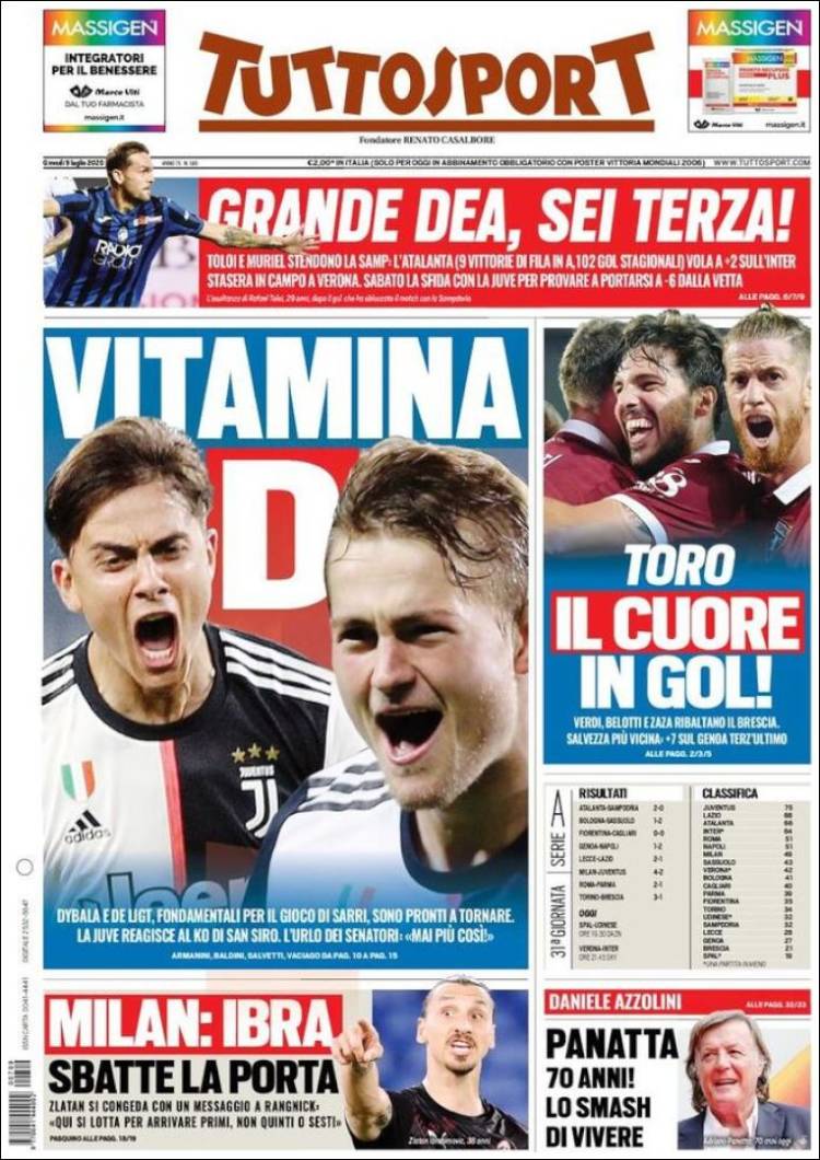 Portada de Tuttosport (Italia)