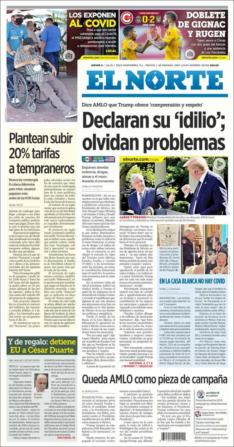 Portada de El Norte (M&eacute;xico)