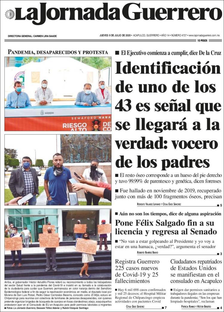 Portada de La Jornada de Guerrero (M&eacute;xico)