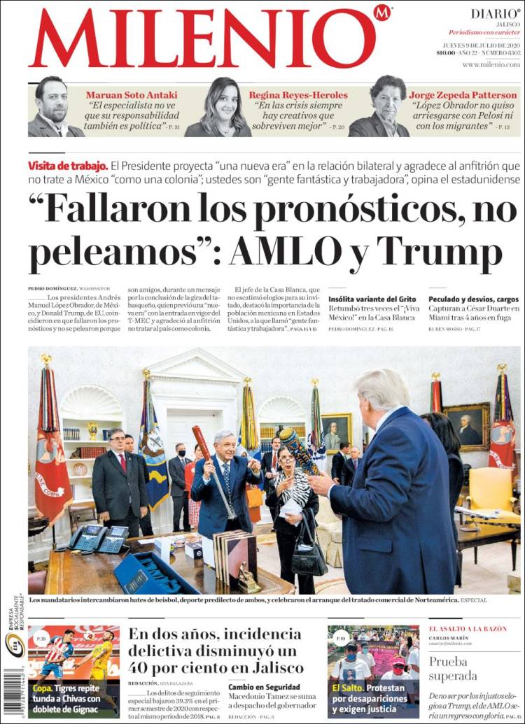 Portada de Milenio - Jalisco (M&eacute;xico)