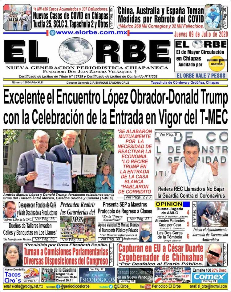 Portada de El Orbe (M&eacute;xico)