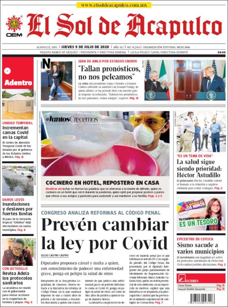 Portada de El Sol de Acapulco (M&eacute;xico)