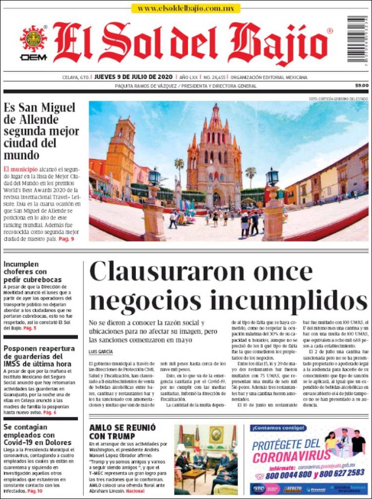 Portada de El Sol del Bajio (M&eacute;xico)