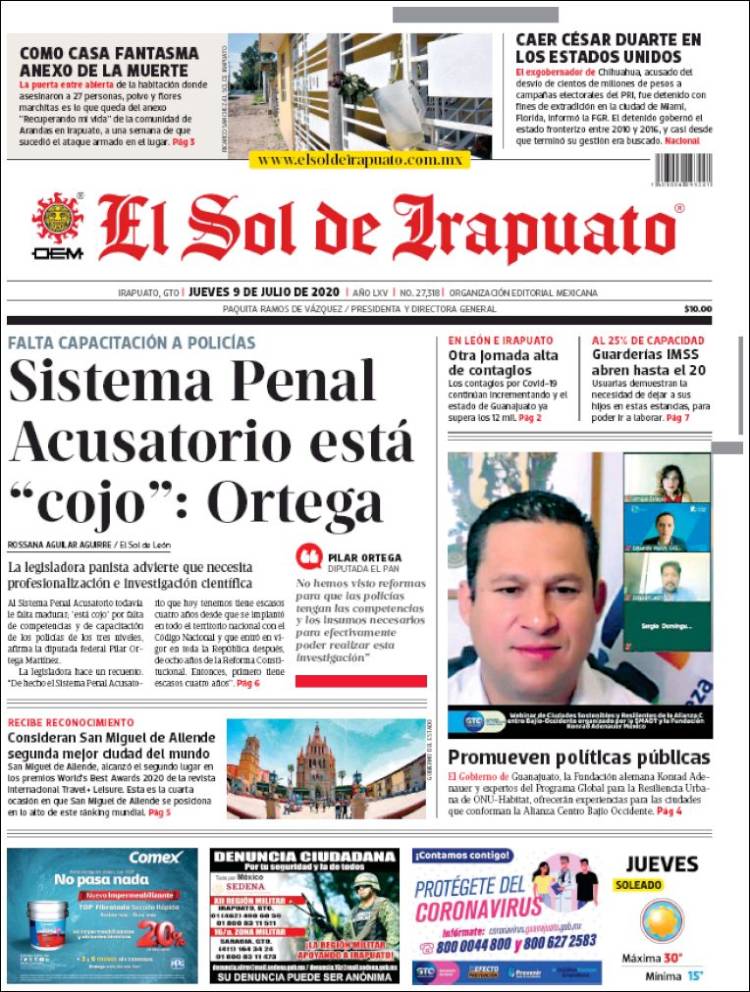 Portada de El Sol de Irapuato (M&eacute;xico)