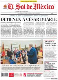 Portada de El Sol de México (M&eacute;xico)