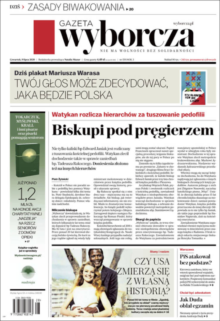 Portada de Gazeta Wyborcza (Polonia)