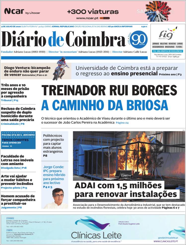 Portada de Diário de Coimbra (Portugal)