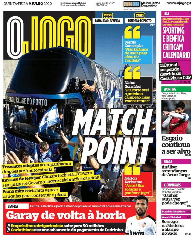 Portada de O Jogo (Portugal)