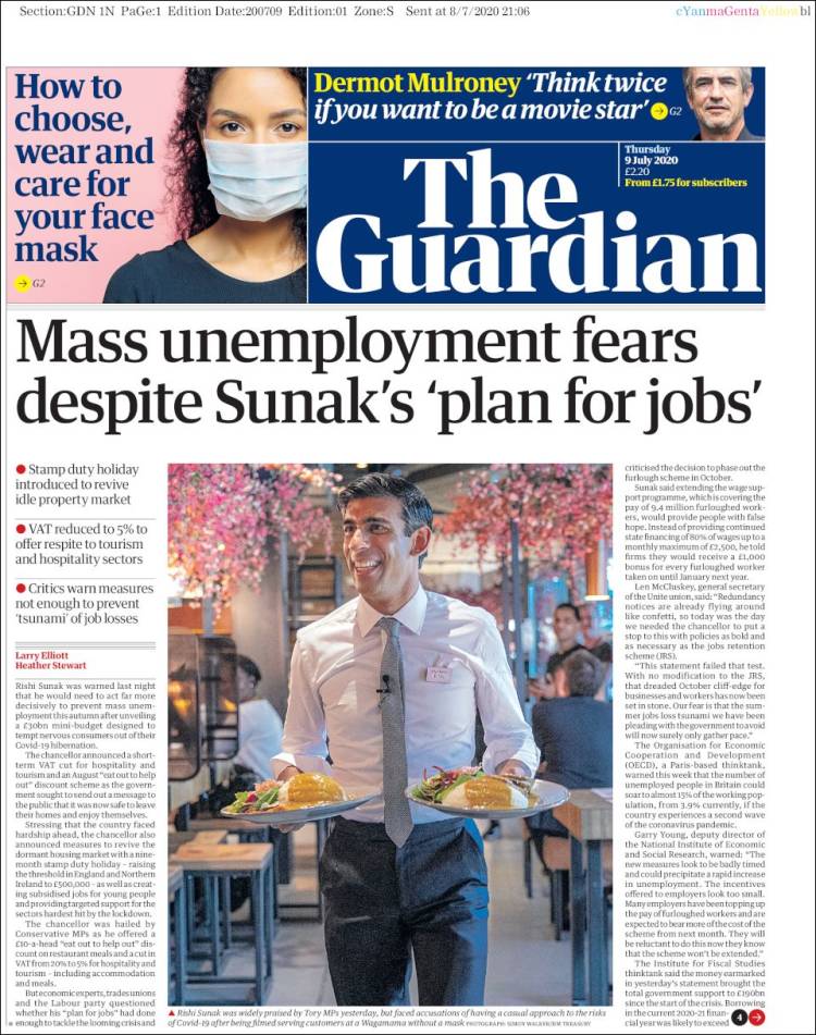 Portada de The Guardian (Reino Unido)