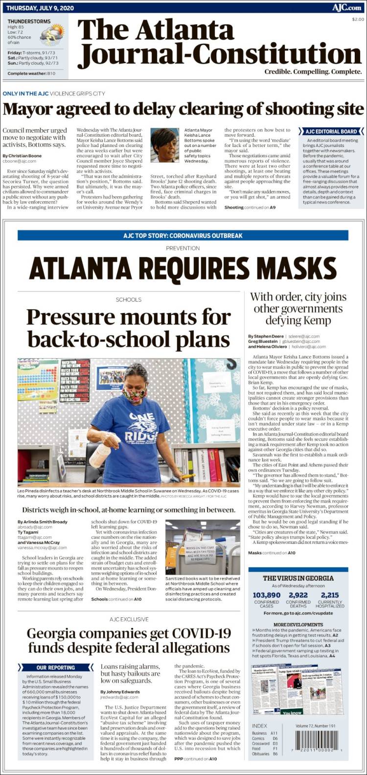 Portada de The Atlanta Journal-Constitution (USA)