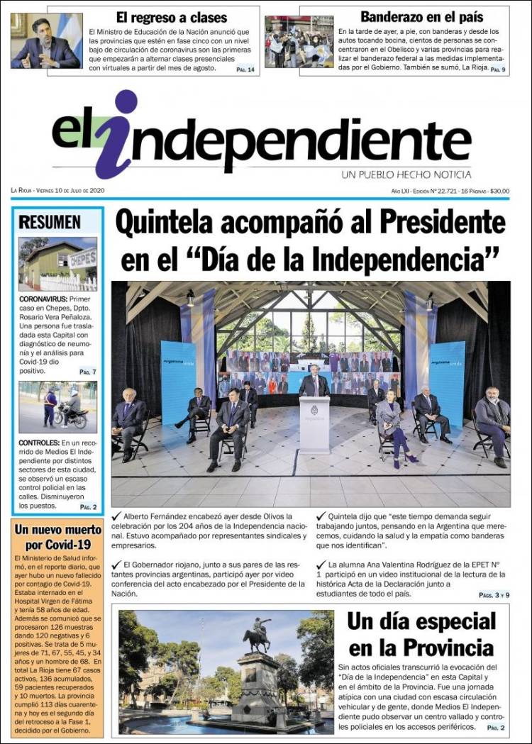 Portada de El Independiente (Argentina)