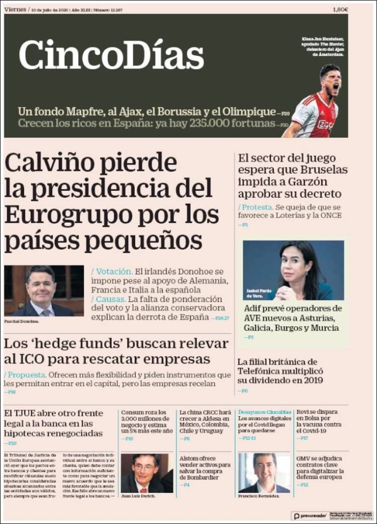 Portada de Cinco Días (España)