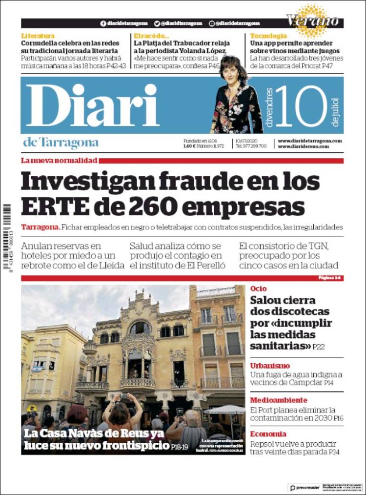 Portada de Diari de Tarragona (Espa&ntilde;a)