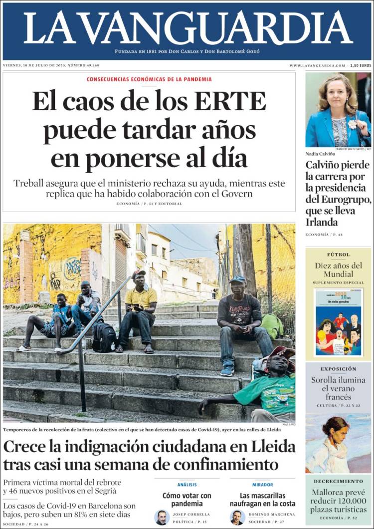Portada de La Vanguardia (Espa&ntilde;a)