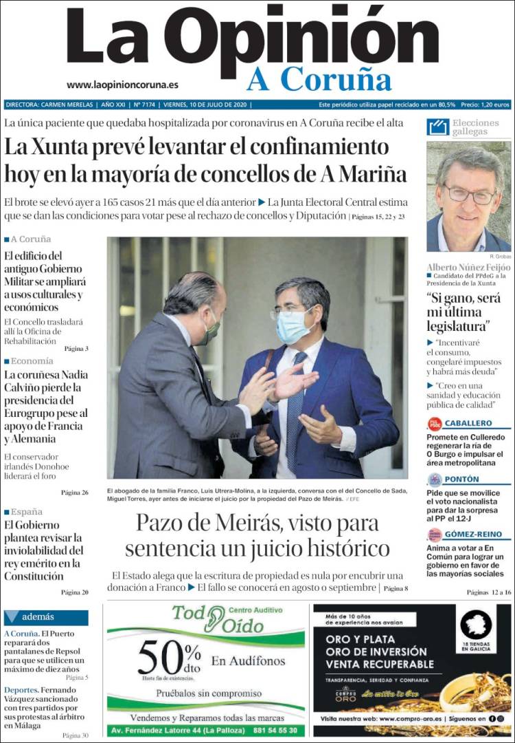 Portada de La Opinión de A Coruña (Espa&ntilde;a)