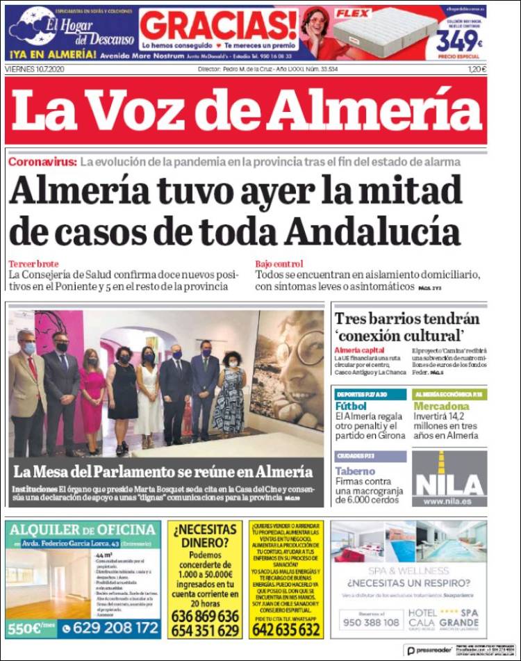 Portada de La Voz de Almería (Espa&ntilde;a)