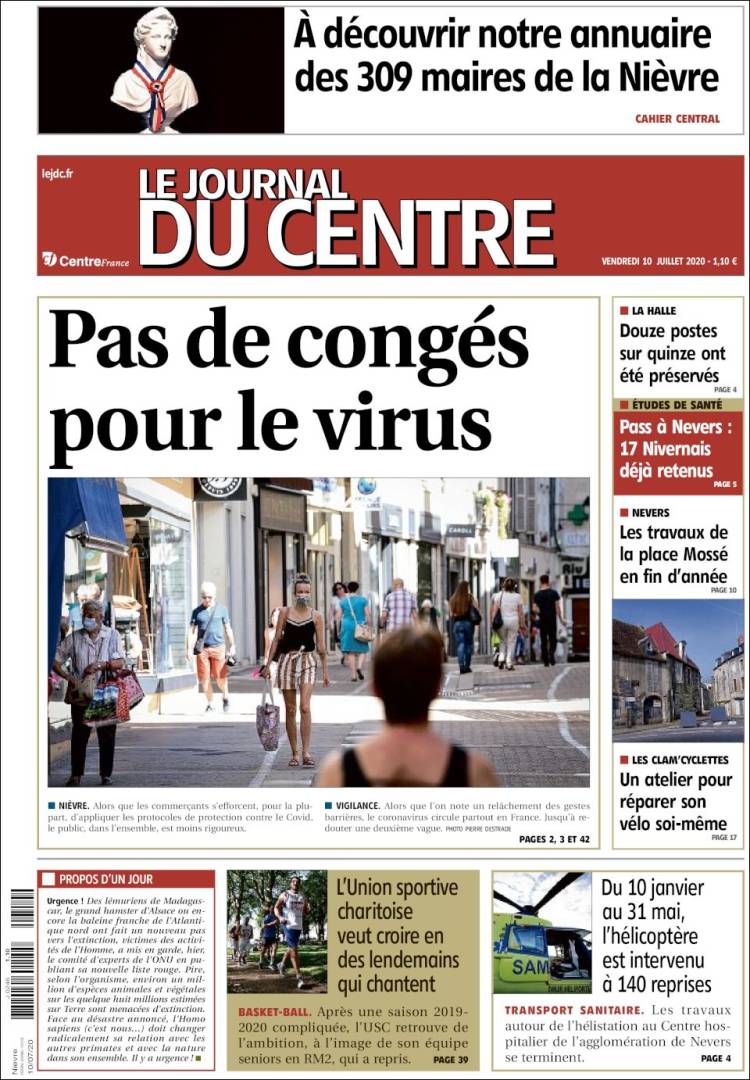 Portada de Le Journal du Centre (Francia)