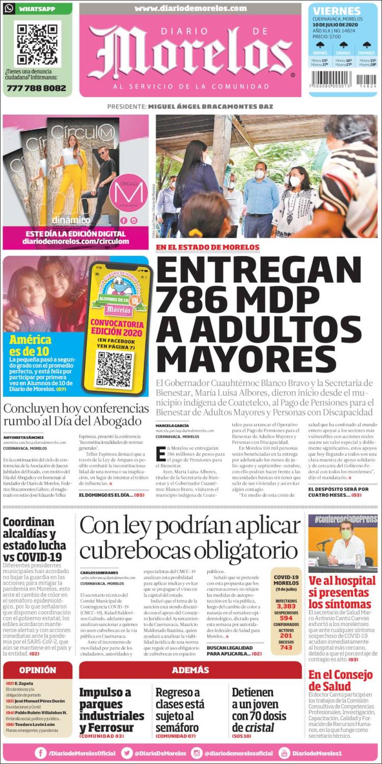 Portada de Diario de Morelos (México)