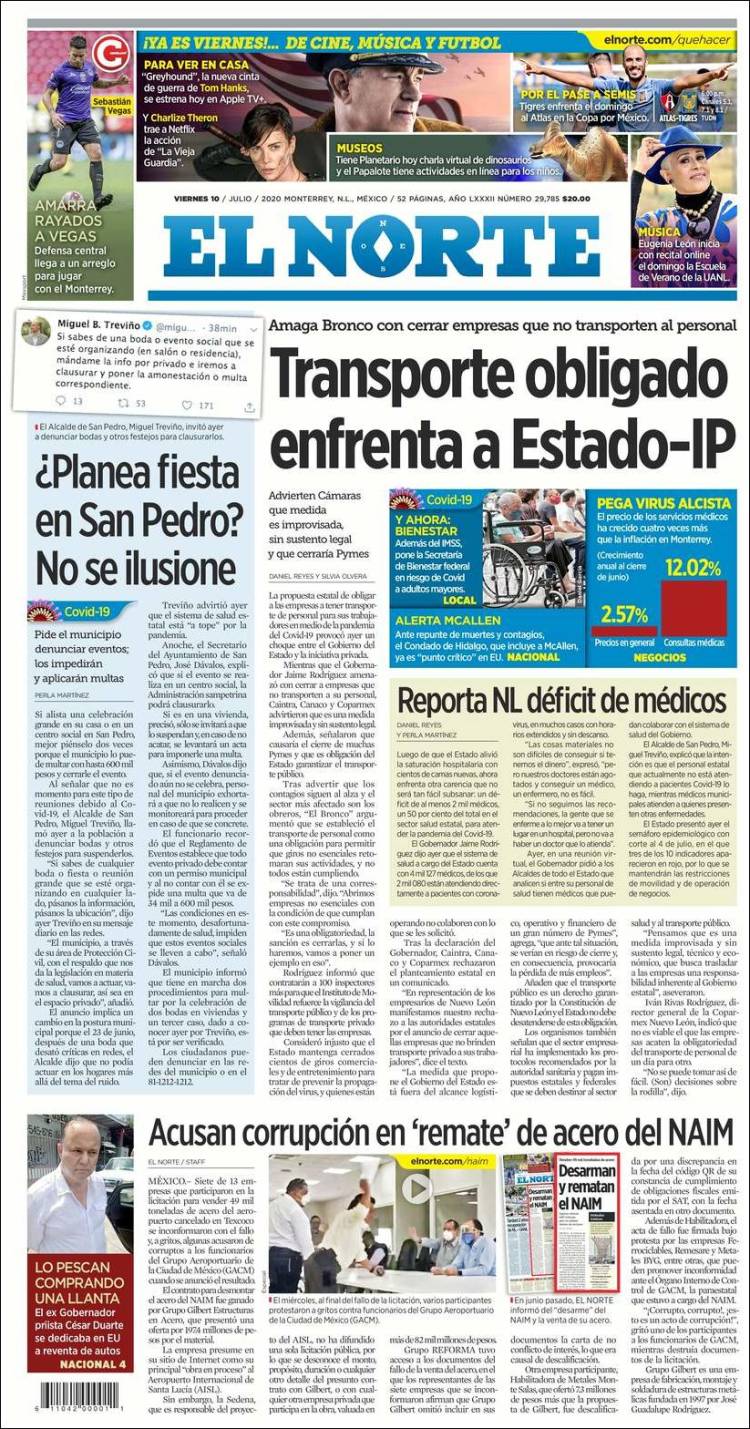 Portada de El Norte (México)