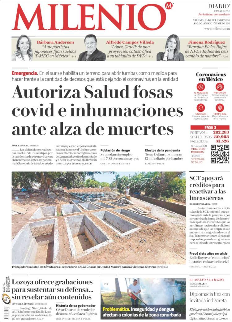 Portada de Milenio - Tamaulipas (México)