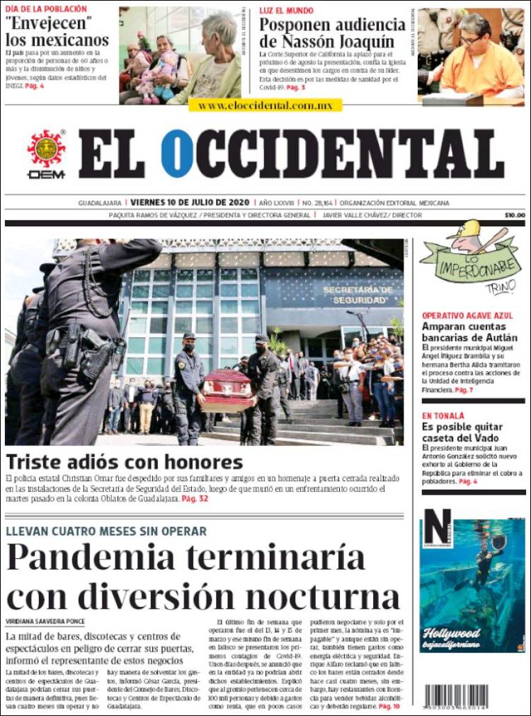 Portada de El Occidental (México)