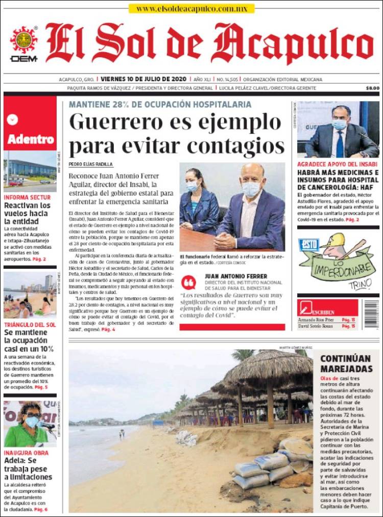 Portada de El Sol de Acapulco (México)