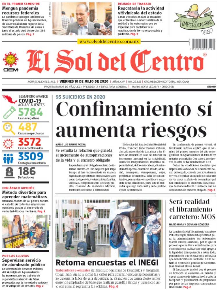 Portada de El Sol del Centro (México)