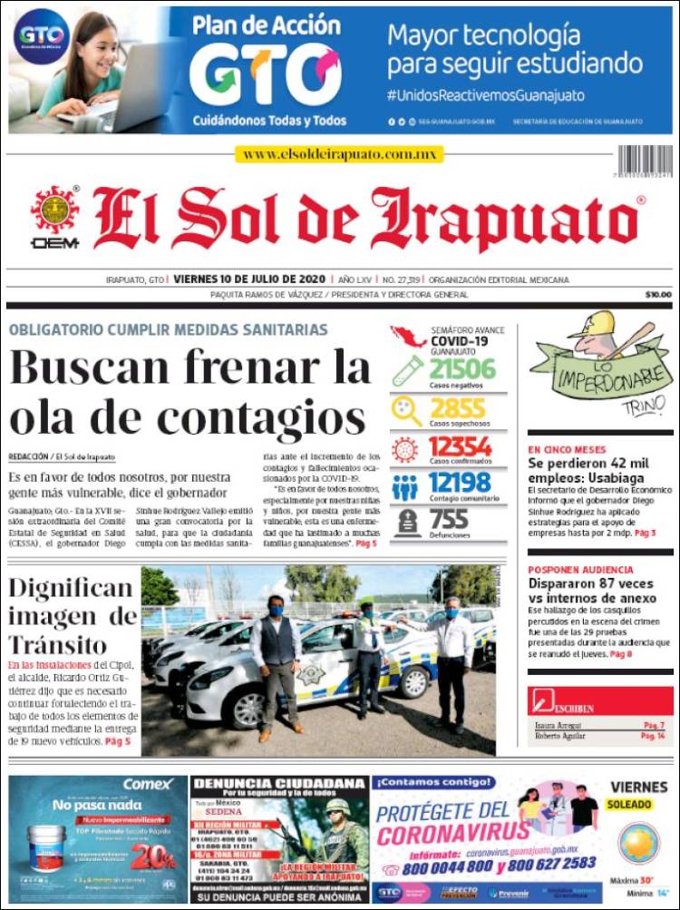 Portada de El Sol de Irapuato (México)