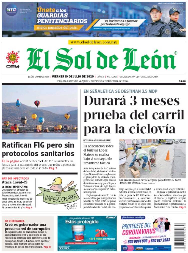 Portada de El Sol de León (México)