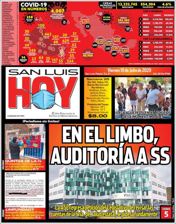 Portada de San Luis Hoy (Mexico)