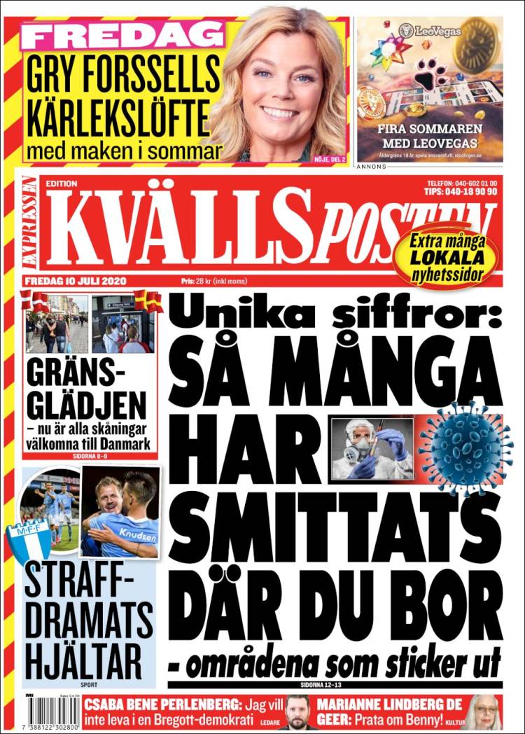Portada de Kvällsposten (Suecia)