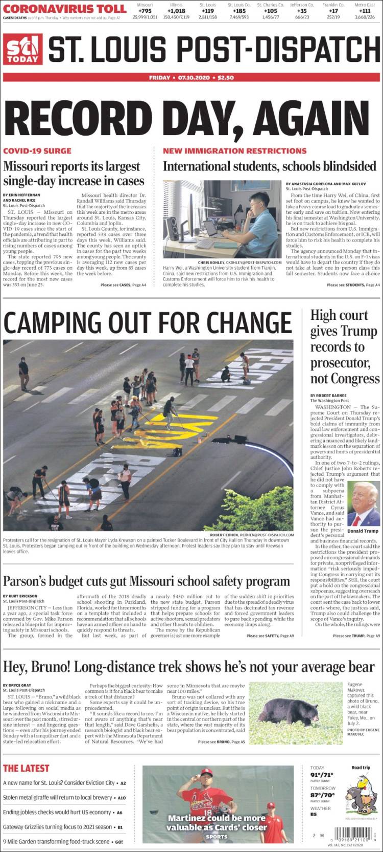 Portada de St. Louis Post-Dispatch (USA)